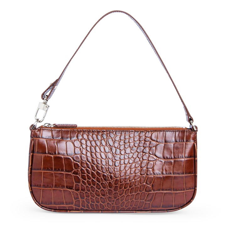 BY FAR ACHEL CROC EMBOSSED SHOULDER BAG