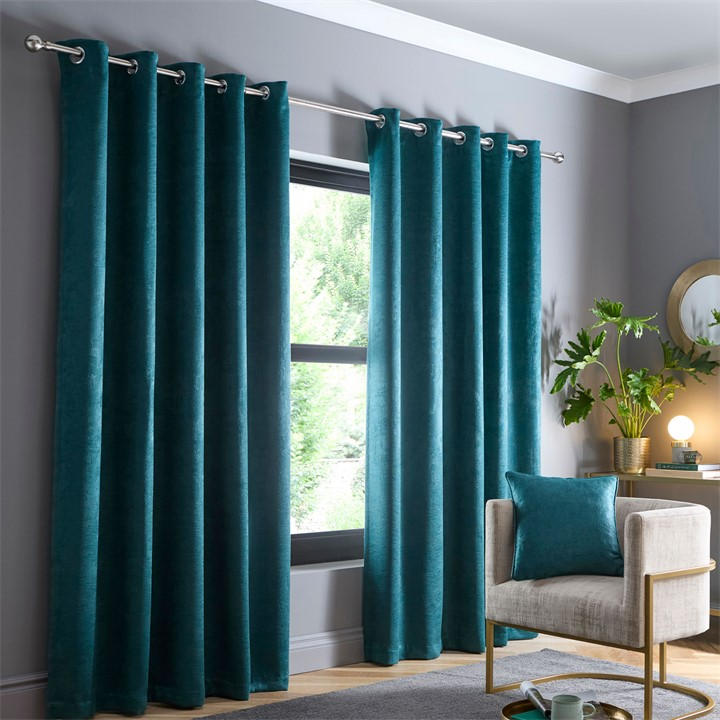 Fusion Strata Dim Out Eyelet Curtains In Forest Gree