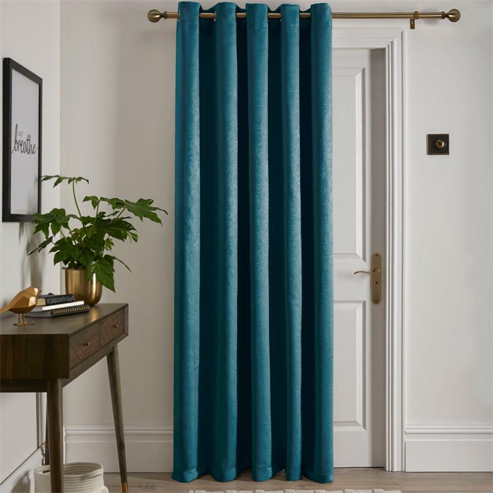 FUSION STRATA SINGLE PANEL EYELET DOOR CURTAIN IN GREE