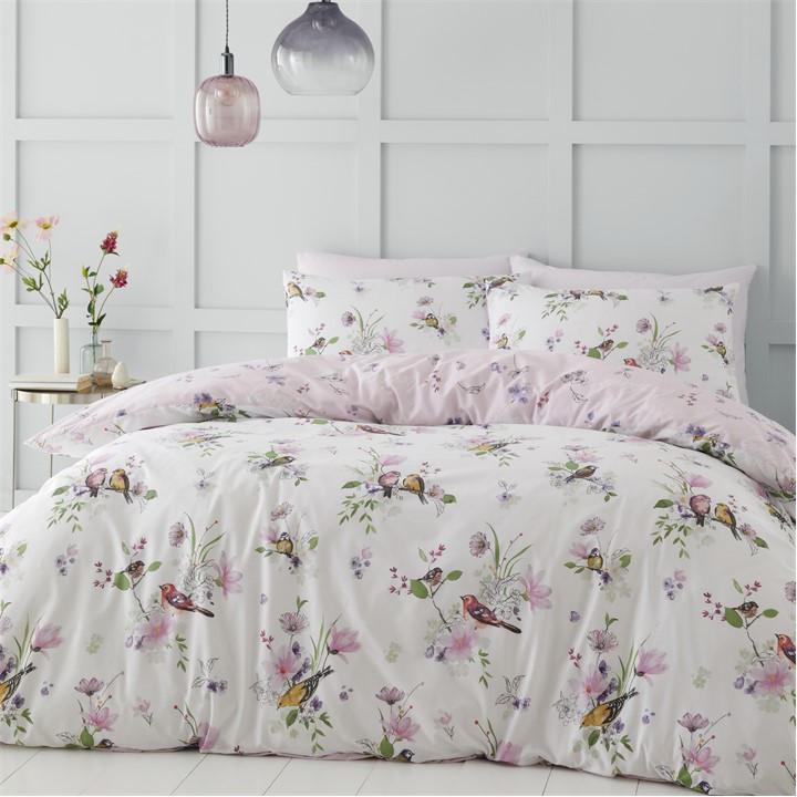 Catherine Lansfield Unisex Pink Reversible Duvet Cover Set Single
