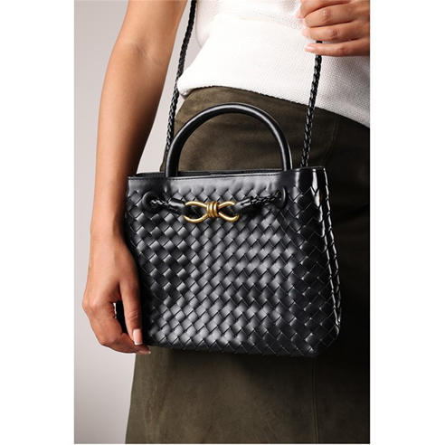 Wheres That From - Woven Leather Tote bag with Gold Detail
