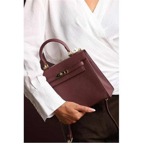Wheres That From - Top Handle Satchel Mini Tote Bag with Turn-Lock