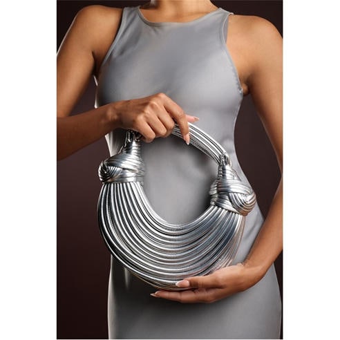 Wheres That From - Curved Metallic Shoulder Bag