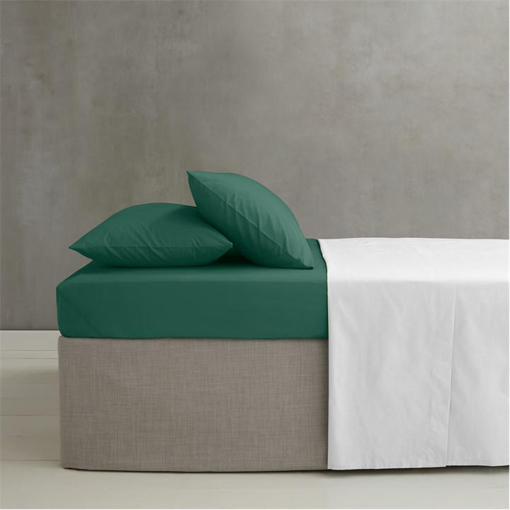 Catherine Lansfield Unisex Green Iron Percale Combed Extra Deep Fitted Sheet Superking