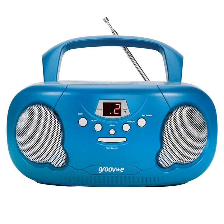 Groov-E Blue Original Boombox Portable Cd Player With Radio -