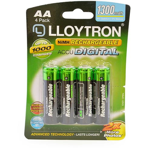 Lloytron - Rechargeable Accudigital AA Ni-MH Batteries 1300mAh - 4 Pack