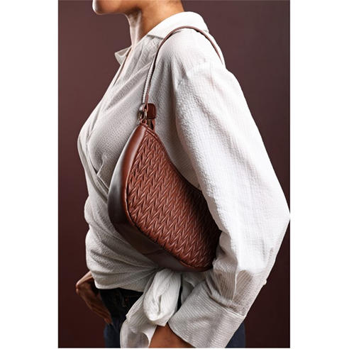 Wheres That From - Quilted Crescent Shoulder Bag in Chain Detail
