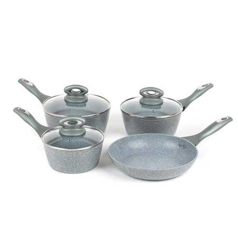 Salter - Marblestone 4 Piece Aluminium Pan Set - Grey