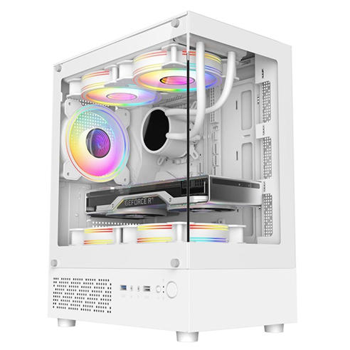 CiT - Celsius Micro-ATX Gaming Case with TG Front+Side Panels with 3x CiT Dual-Ring Infinity Fans - White