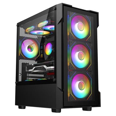 CiT - Bolt Black Micro-ATX Gaming Case with 4 x 120mm ARGB Infinity Fans + 30pc Tint Tempered Glass