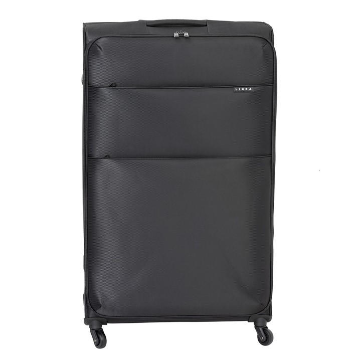 Linea Unisex Black Sorento Fabric Soft Shell Suitcase