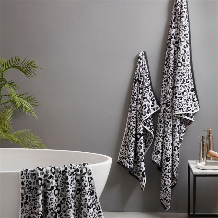 Fusion Animal Print Pure Cotton Hand Towel in Black Black FRASERS