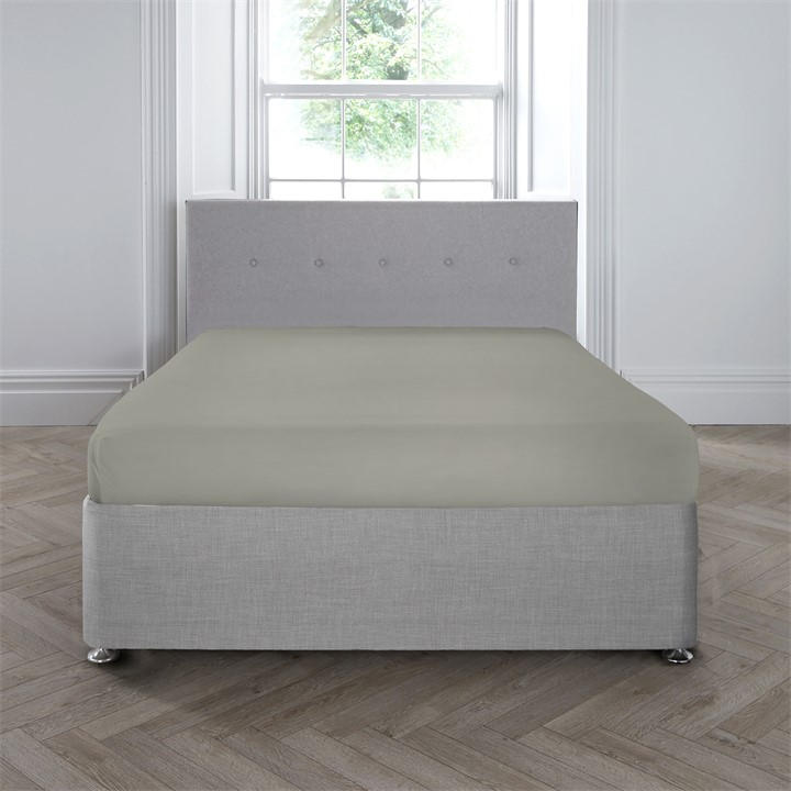 Appletree Unisex Silver Pure Cotton 200 Thread Plain Dye Fitted Bed Sheet Superking