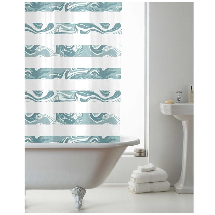 Country Club Shower Curtain With Rings In Blue