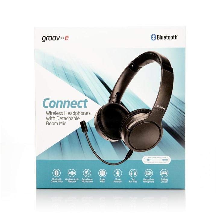 Black - Groov-e - Connect Wireless Headphones with Boom Mic