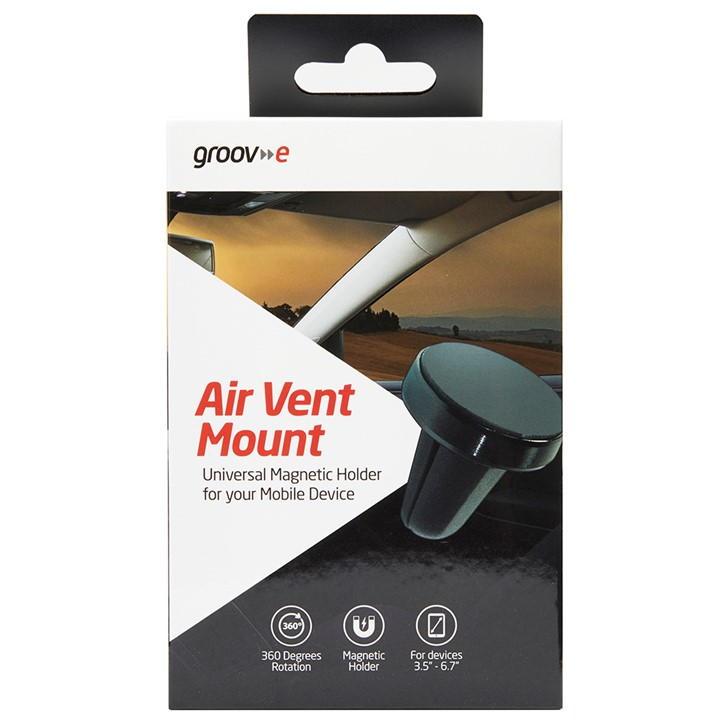 Black - Groov-e - Air Vent Mount Universal Magnetic Holder