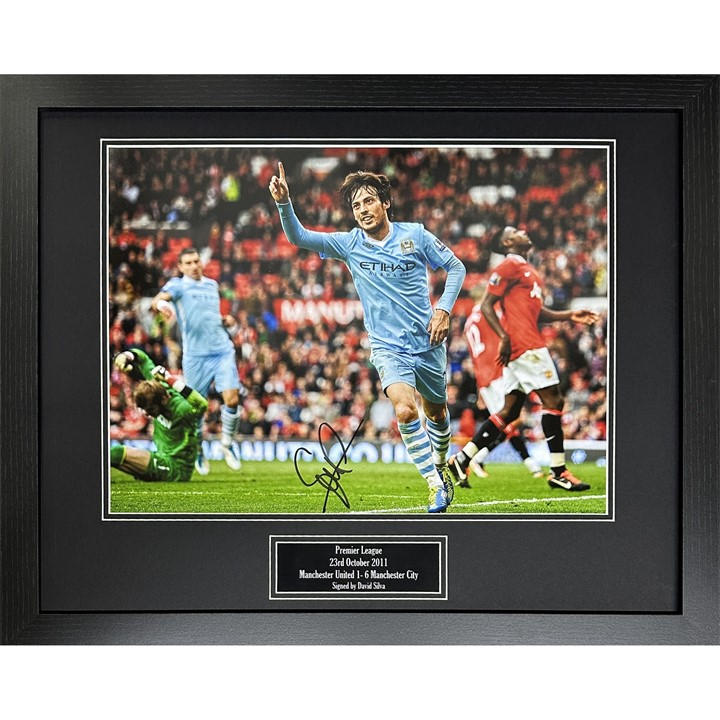 Blue - AllStarSignings Ltd - David Silva signed & framed Manchester City photog