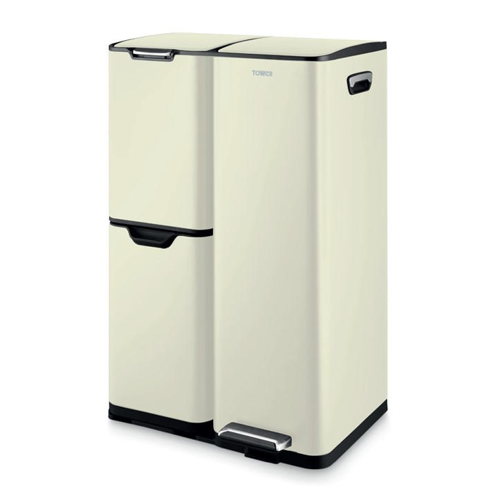 Tower Unisex Cream 60L Recycling Pedal Bin Medium
