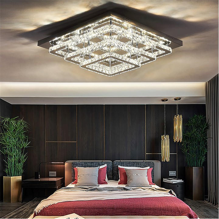 Living and Home 3Tier Square Crystal LED Ceiling Light White FRASERS