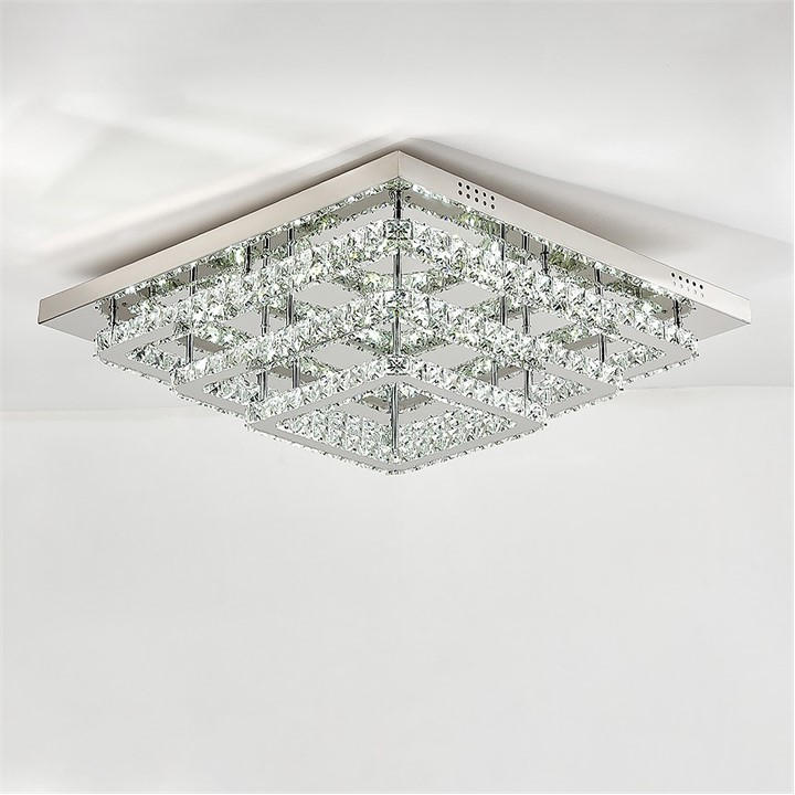 Living and Home 3Tier Square Crystal LED Ceiling Light White FRASERS
