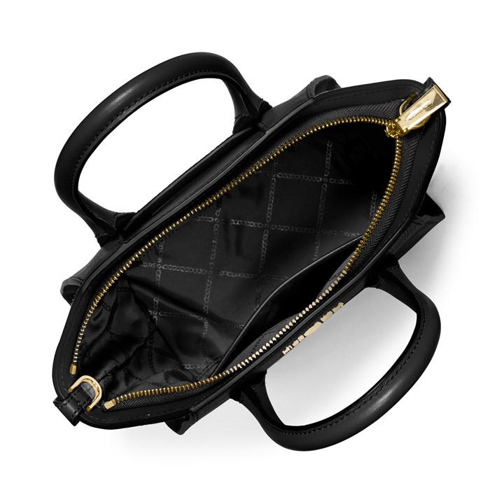 MICHAEL Michael Kors Avril Small Leather TopZip Satchel Black