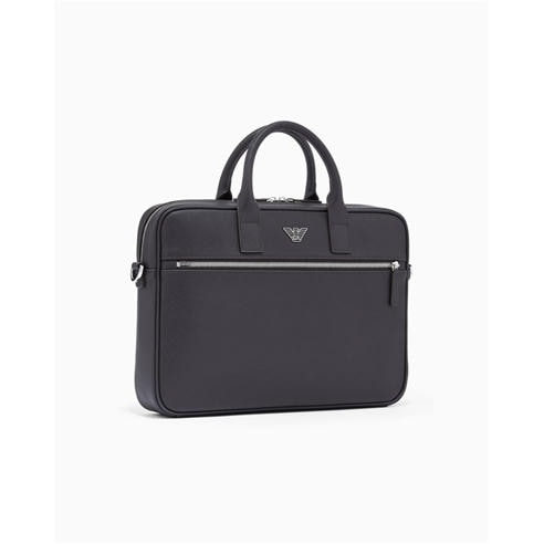 EMPORIO ARMANI - Regenerated Saffiano Leather Business Bag
