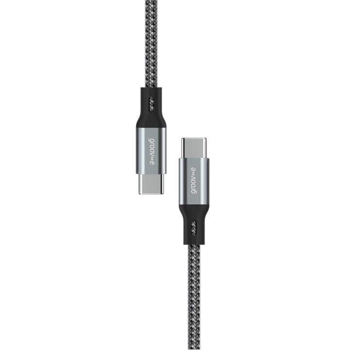 Grey - Groov-e - USB-C to USB-C 100W Charging Cable 2M Braided-SG
