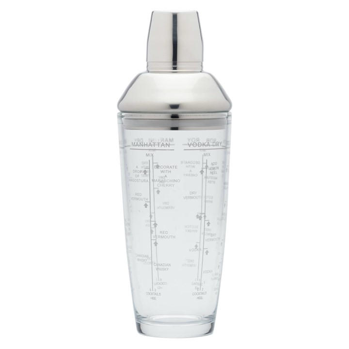 Barcraft Silver Glass Boston Cocktail Shaker -