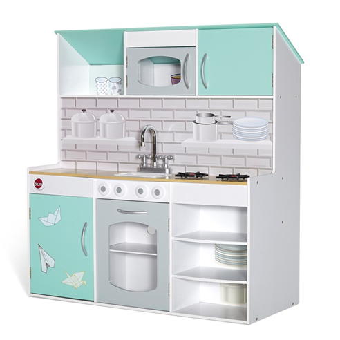 Plum Play - Plum Peppermint Townhouse 2-in-1 Wooden Kitchen & Dolls House