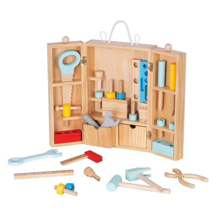 Tooky Toy Wooden Craftsmans Tool Box - Multi
