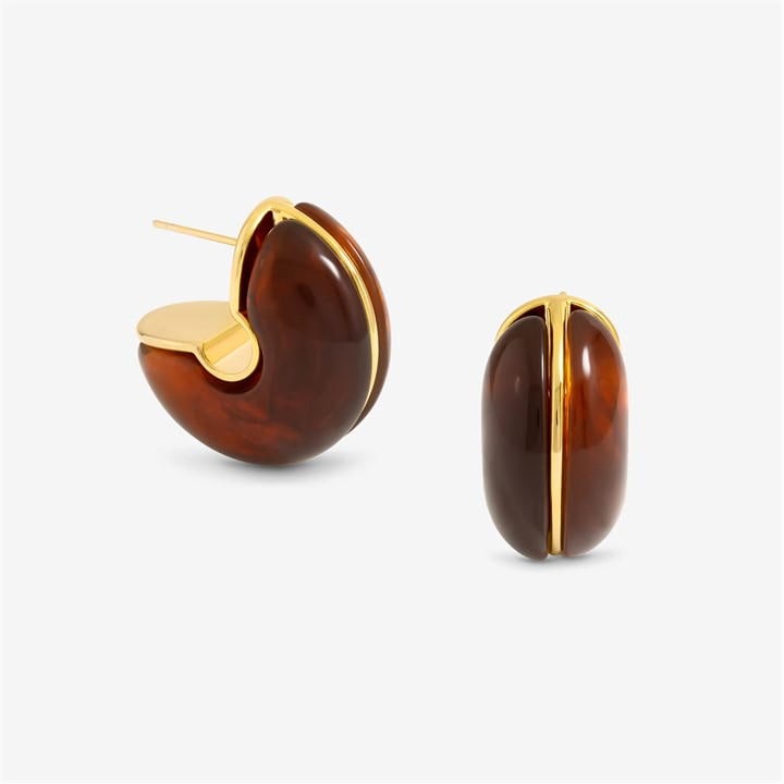 Gold - Jon Richard - Brown Resin Hoop Earrings