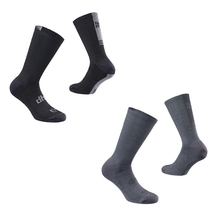 Dhb Unisex Black All Season Merino Aeron Socks (2 Pack) Size 7