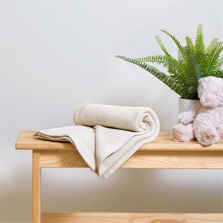 Clair De Lune Unisex Kids Cream Organic Knitted Blanket