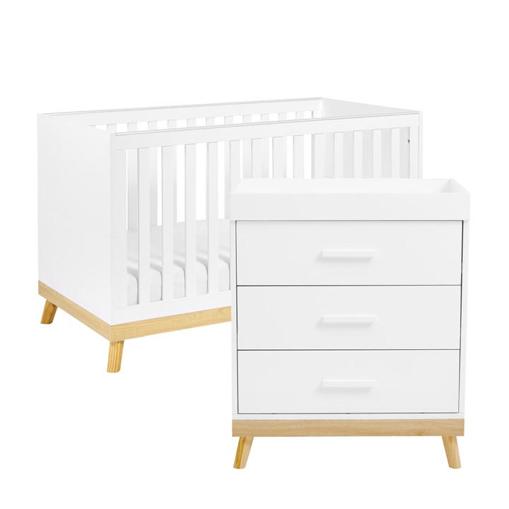 Babymore Unisex Kids White Mona 2 Piece Nursery Room Set Variable