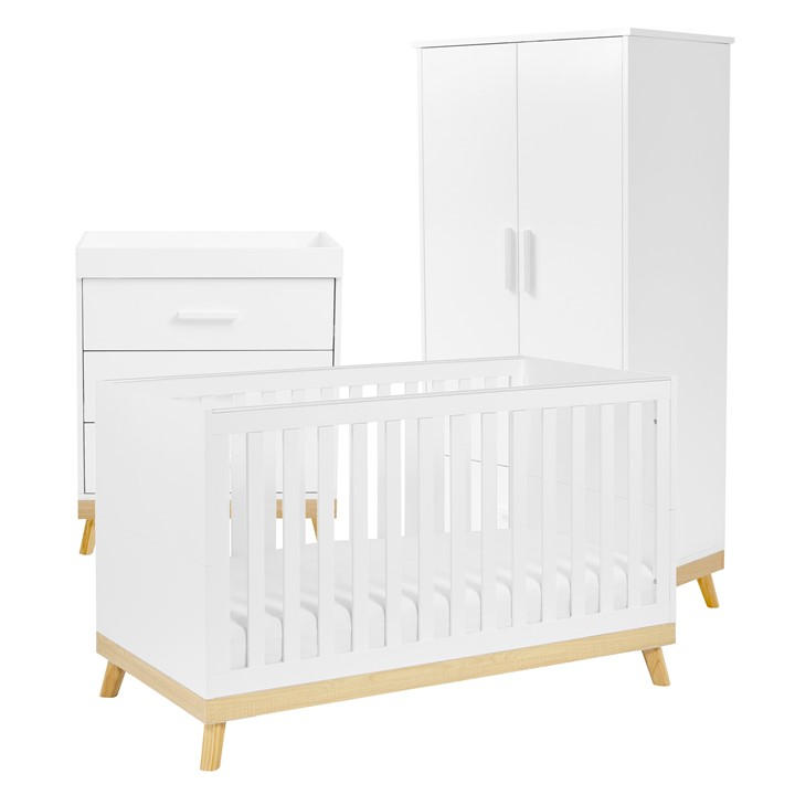 Babymore Unisex Kids White Mona 3 Piece Nursery Room Set Variable