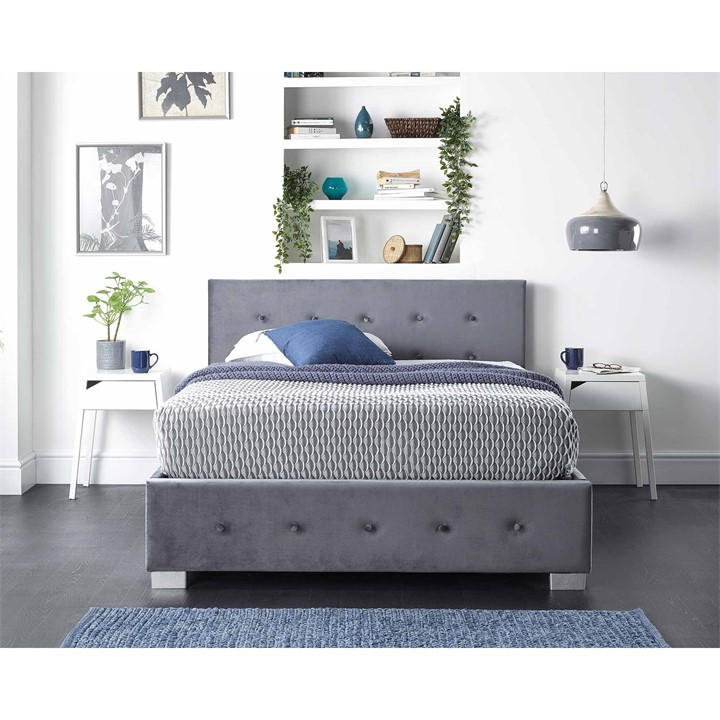 Aspire Unisex Grey Side Opening Ottoman Storage In Linen, Superk King