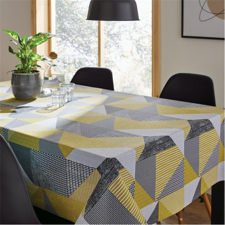 Catherine Lansfield Unisex Yellow Larsson Geo Cotton Table Cloth 137X178cm