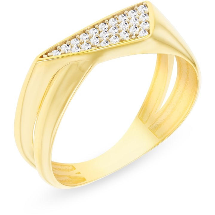 Be You Women's Gold 9Ct Cz Triangle Crossover Ring