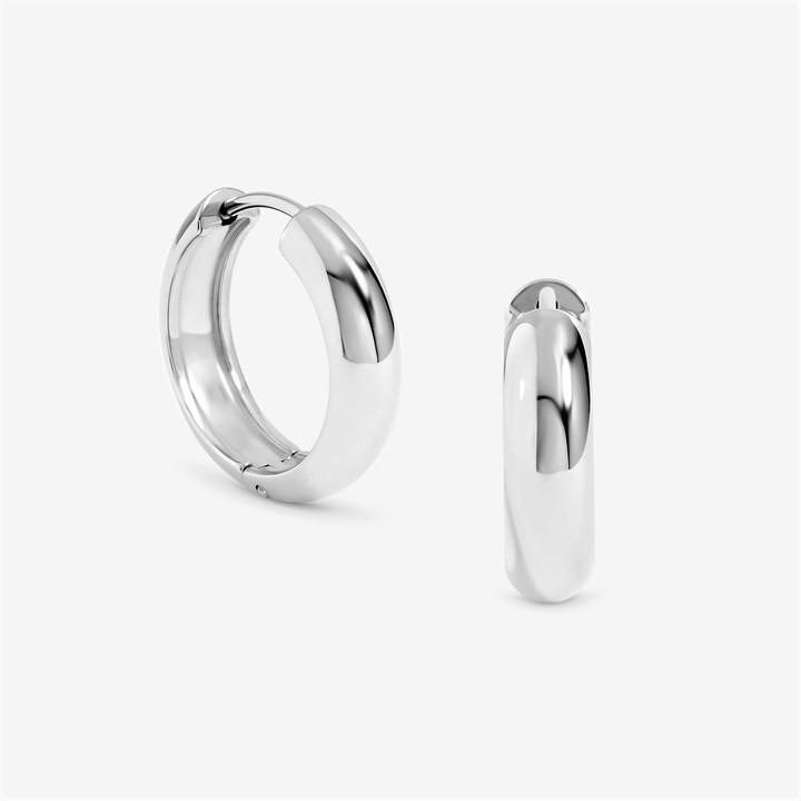 Silver - Jon Richard - Silver Plated Stainless Steel Flat Surface Hoops