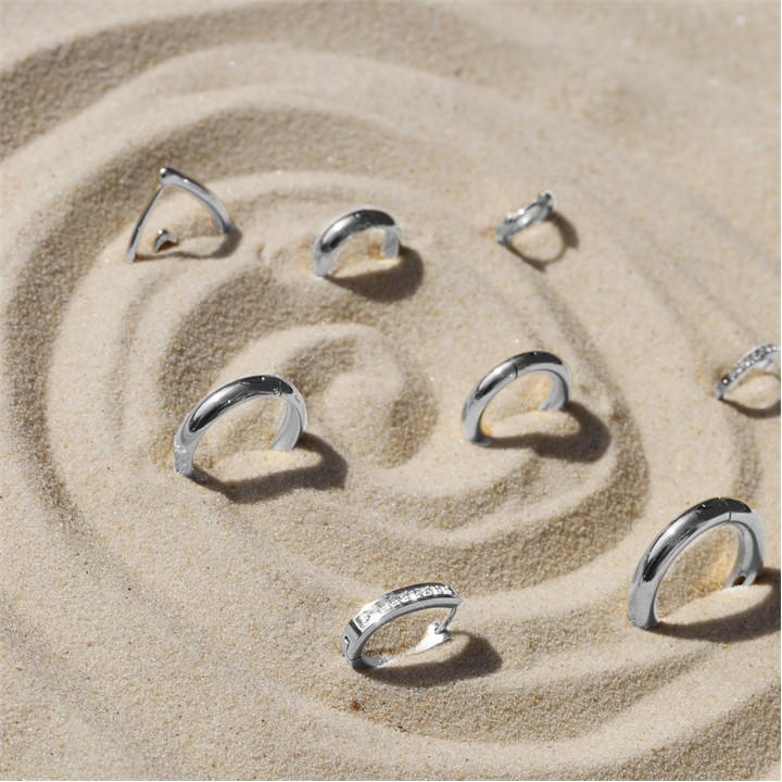 Silver - Jon Richard - Silver Plated Stainless Steel Crystal Huggie Hoops