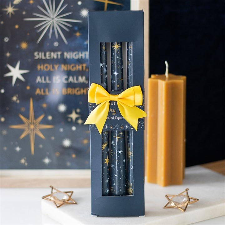 Something Different Unisex Blue Set Of 3 Starry Night Taper Candles