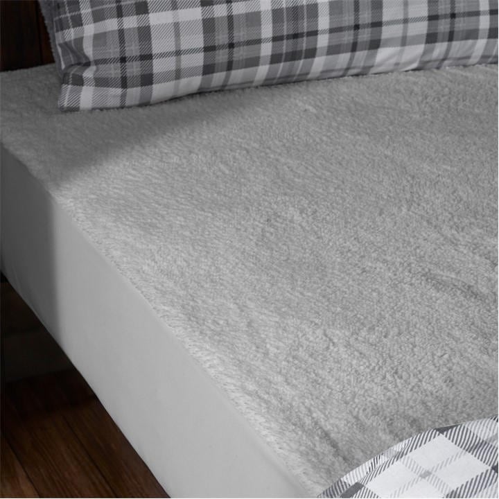 Catherine Lansfield Unisex Grey Thermal Sherpa Underblanket Under Fitted Sheet Superking
