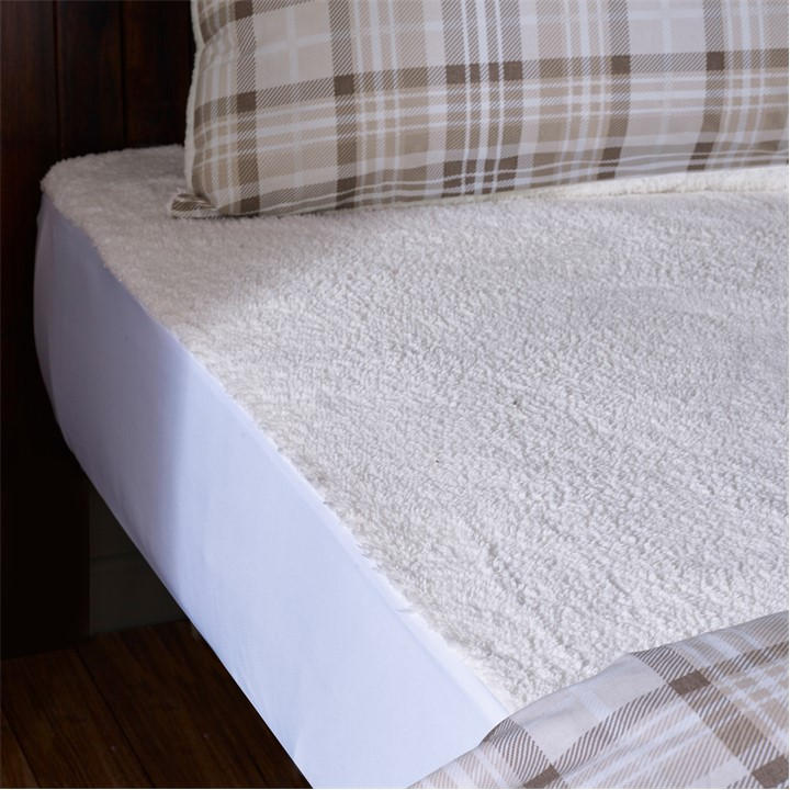 Catherine Lansfield Unisex Cream Thermal Sherpa Underblanket Under Fitted Sheet Single