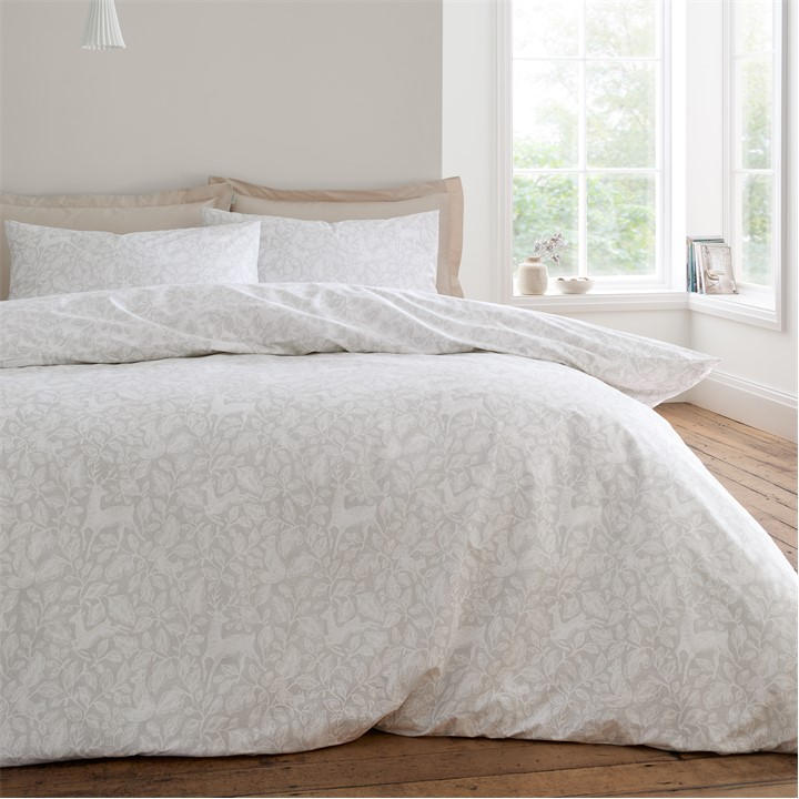 Bianca Unisex Beige Woodland 200Tc Reversible Duvet Cover Set Superking