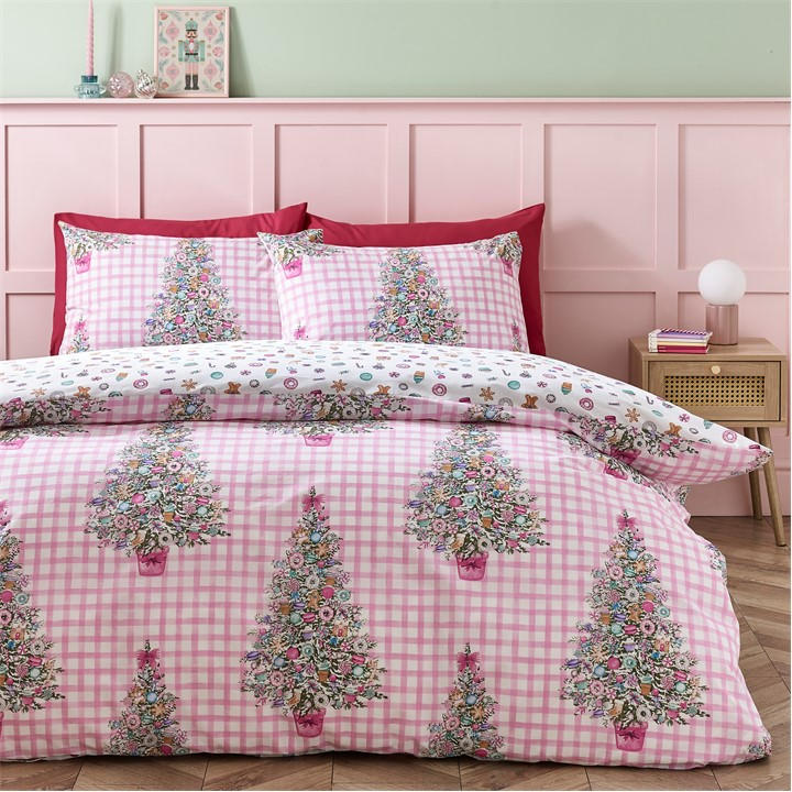 Catherine Lansfield Unisex Pink Christmas Sweets And Treats Duvet Cover Set Single