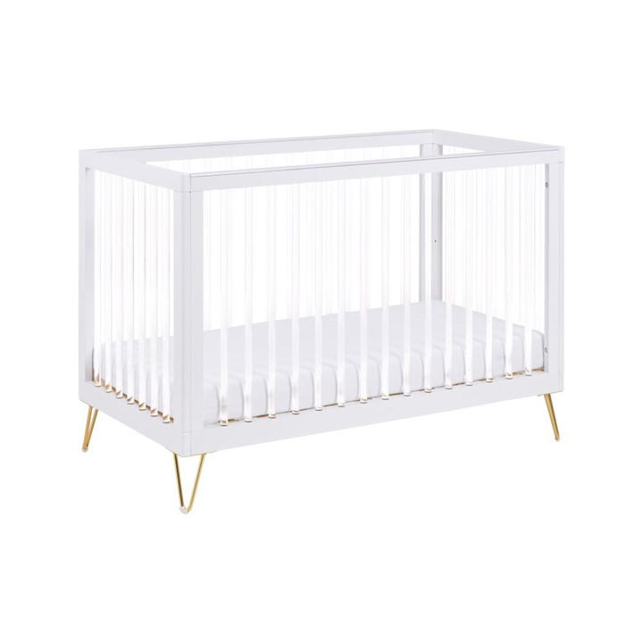 Babymore Unisex Kids White Kimi Cot Bed Acrylic