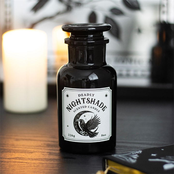 Something Different Unisex Black Mystic Raven Deadly Nightshade Apothecary Candle
