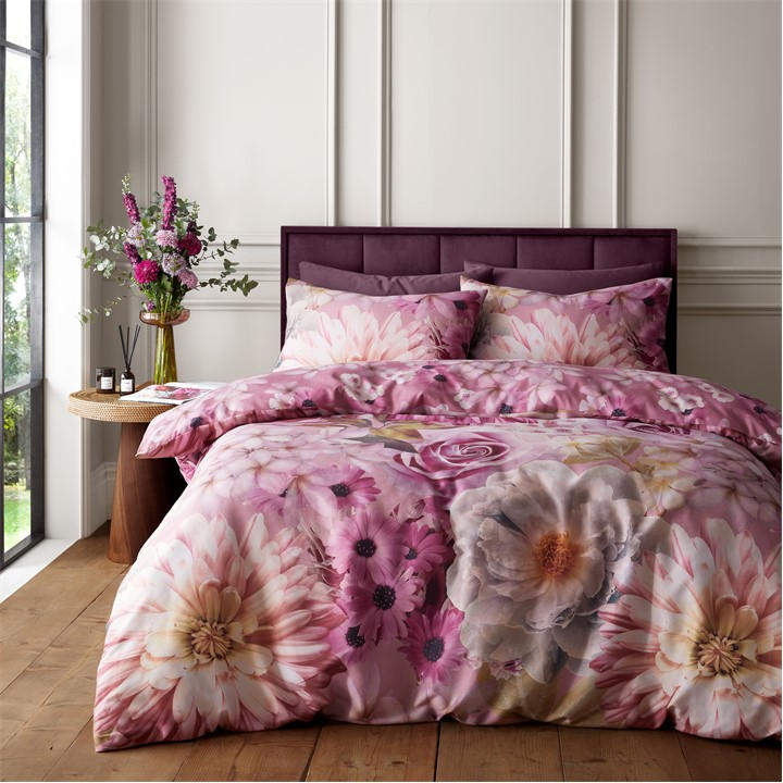 Rhs By Catherine Lansfield Unisex Pink Rosemoor Floral So Soft Duvet Cover Set King