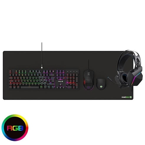 GameMax - GameMax Pulse 4-in-1 Mechanical Keyboard Mouse Headset Mouse Pad Combo Kit