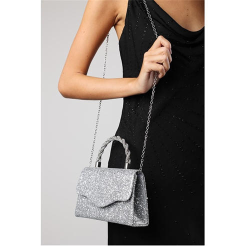 Wheres That From - Glitter Evening Bag With Braided Top Handle
